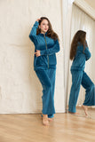 Velvet Zip-Up Lounge Set - Teal