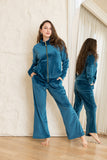 Velvet Zip-Up Lounge Set - Teal