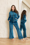 Velvet Zip-Up Lounge Set - Teal