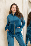 Velvet Zip-Up Lounge Set - Teal