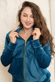 Velvet Zip-Up Lounge Set - Teal