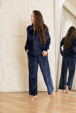 Velvet Zip-Up Lounge Set - Navy Blue