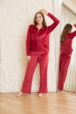 Velvet Zip-Up Lounge Set - Maroon