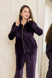 Velvet Zip-Up Lounge Set - Purple