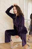 Velvet Zip-Up Lounge Set - Purple