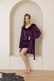 Velvet Elegance Night Short Set - Purple