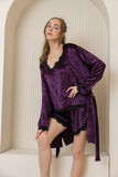 Velvet Elegance Night Short Set - Purple