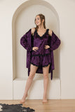 Velvet Elegance Night Short Set - Purple