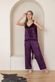 Velvet Elegance Night Pants Set - Purple