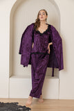 Velvet Elegance Night Pants Set - Purple