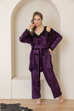 Velvet Elegance Night Pants Set - Purple