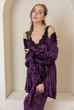 Velvet Elegance Night Pants Set - Purple