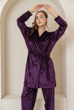 Velvet Elegance Night Pants Set - Purple