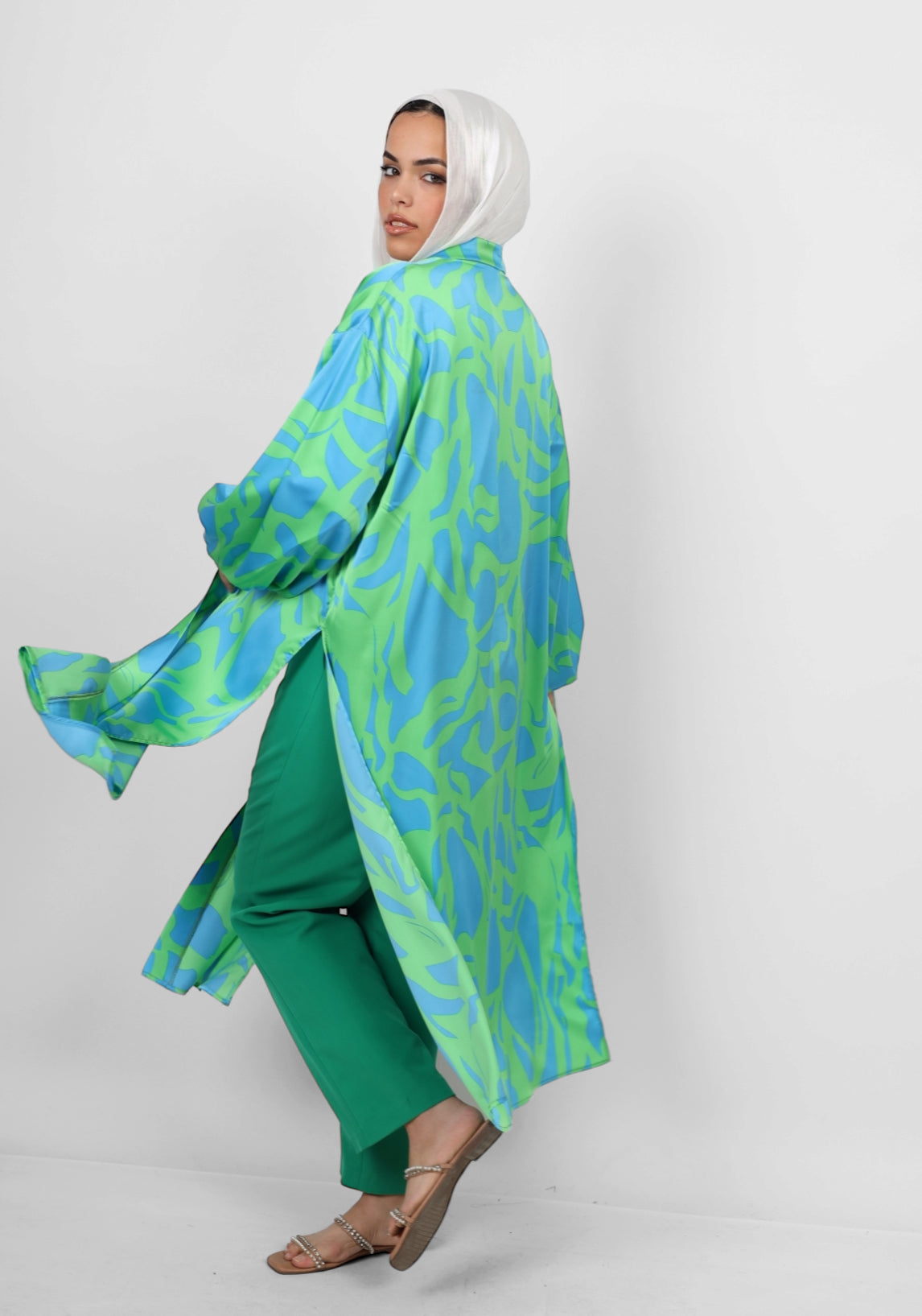 Blossom silk kimono - Green