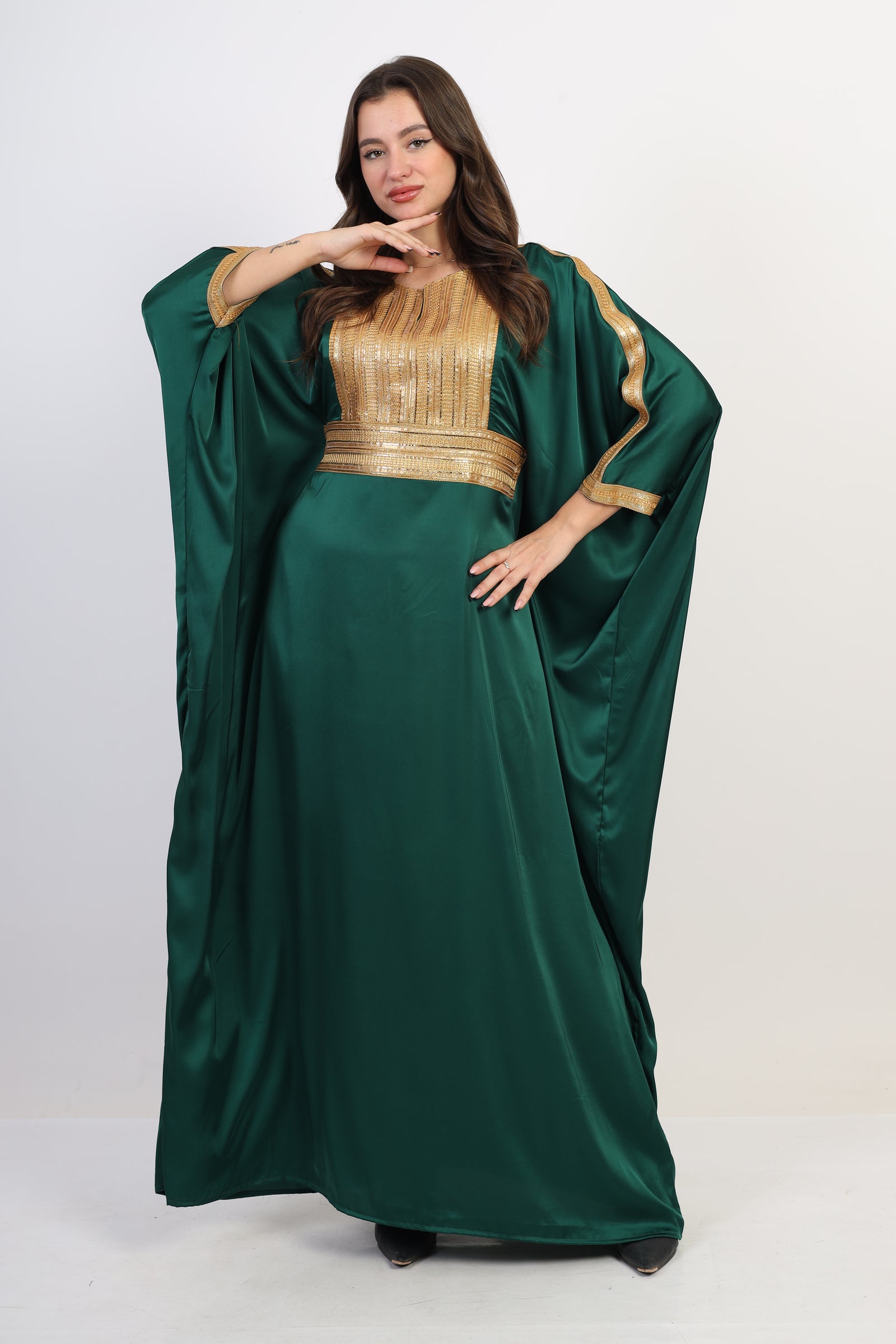 Moroccan Royalty silk dress - Emerald green