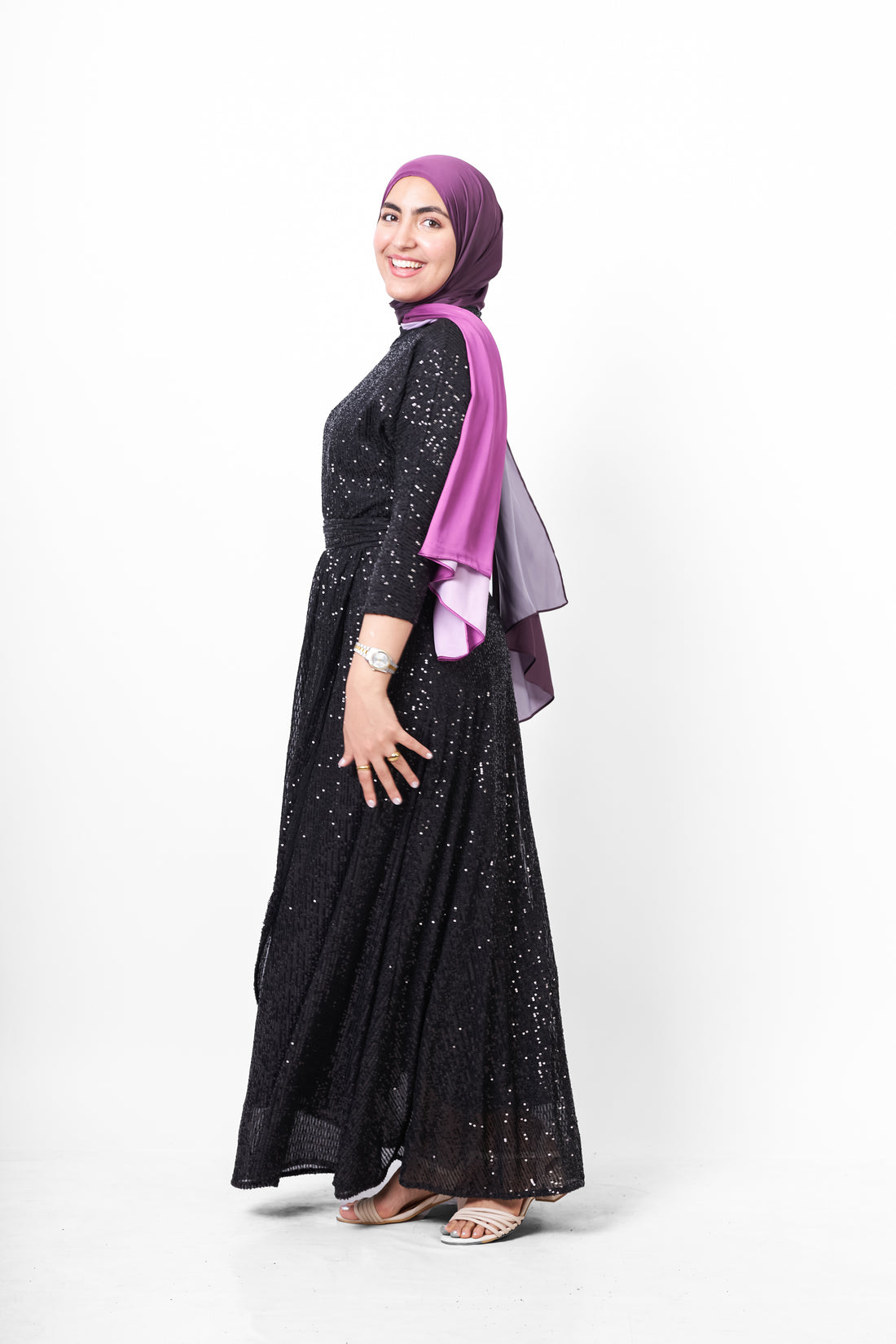 Sequin Soiree Dress - Black