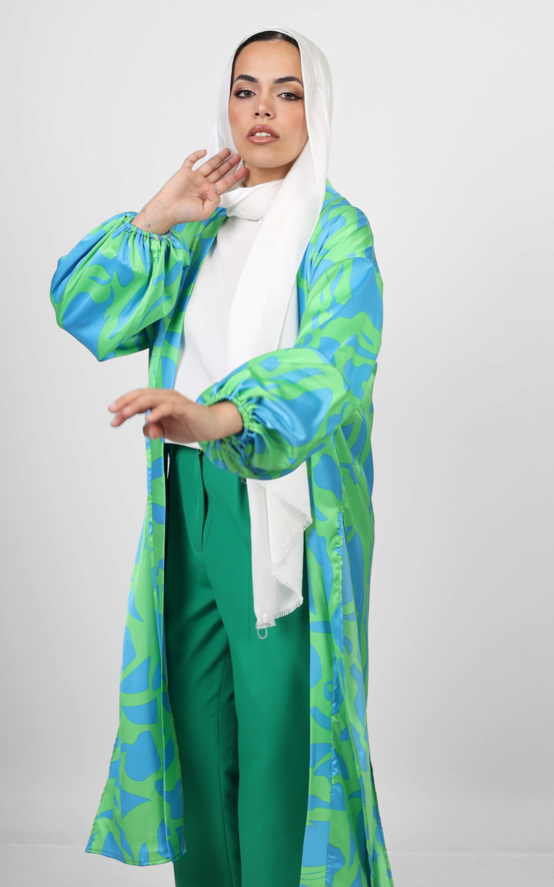 Blossom silk kimono - Green