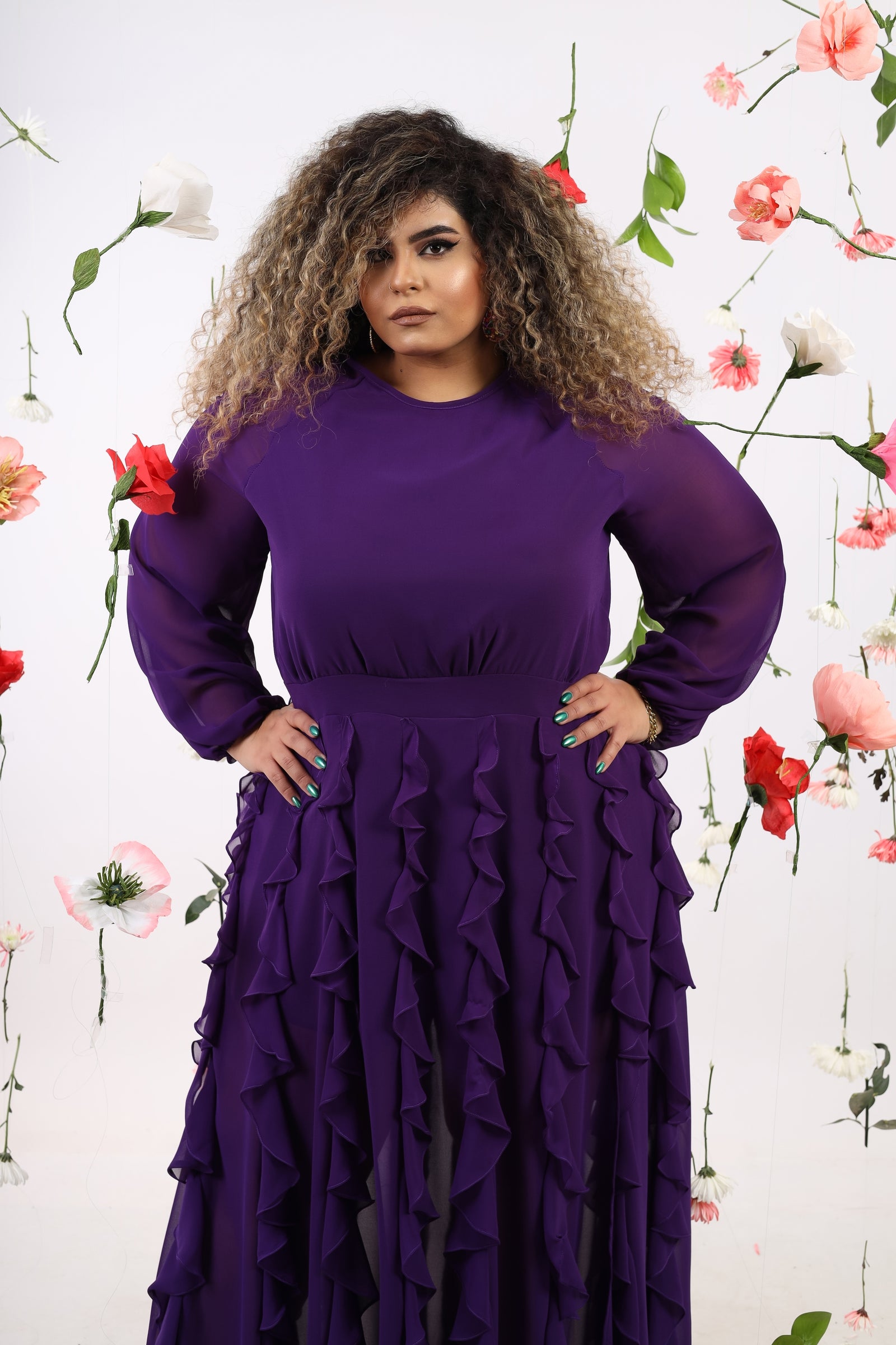 The Ruffled Maxi Dress - Purple