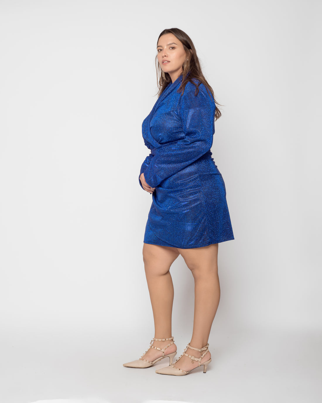 Draped Blazer dress - Blue
