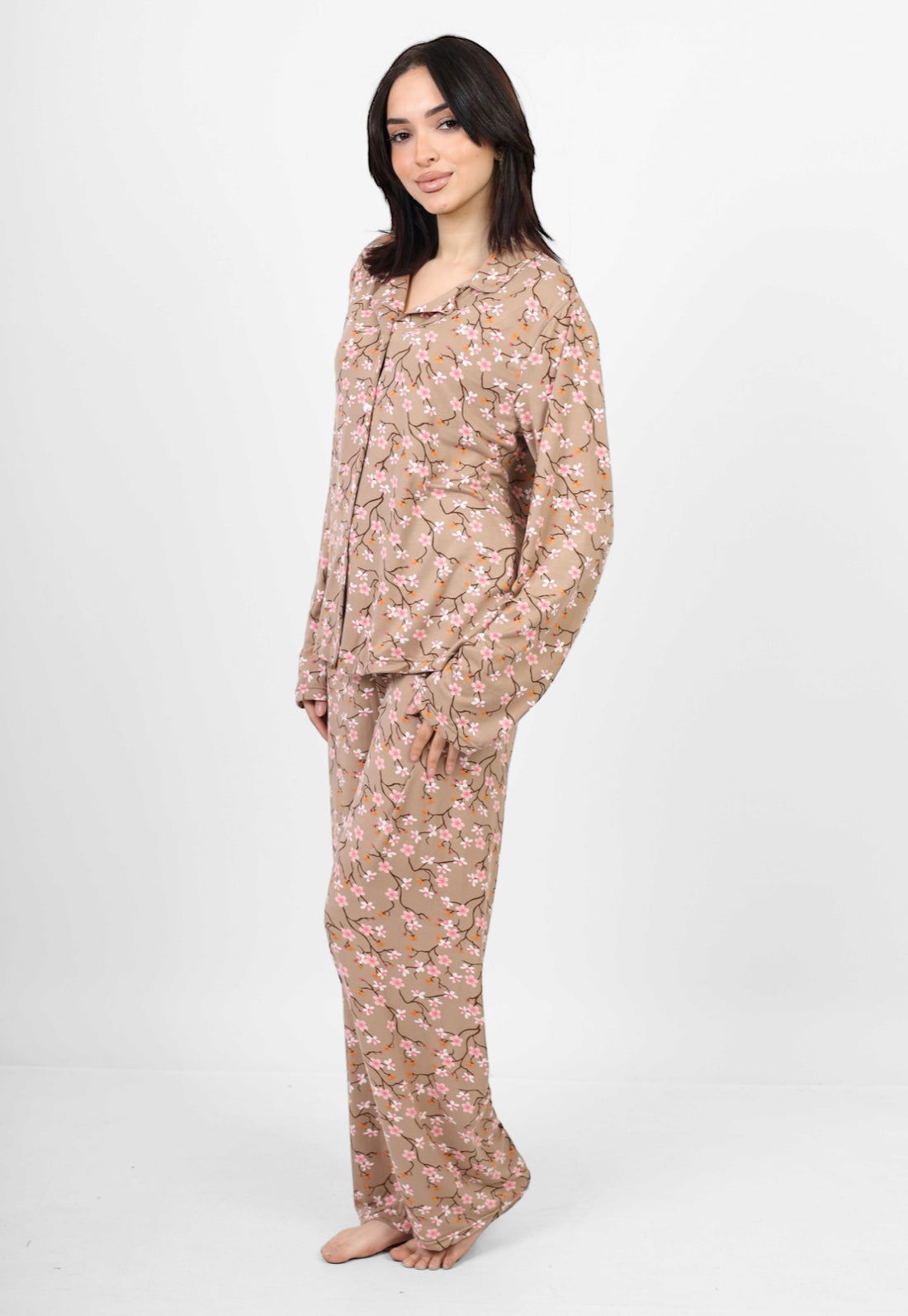 Long Sleeved classic pjs  - Beige