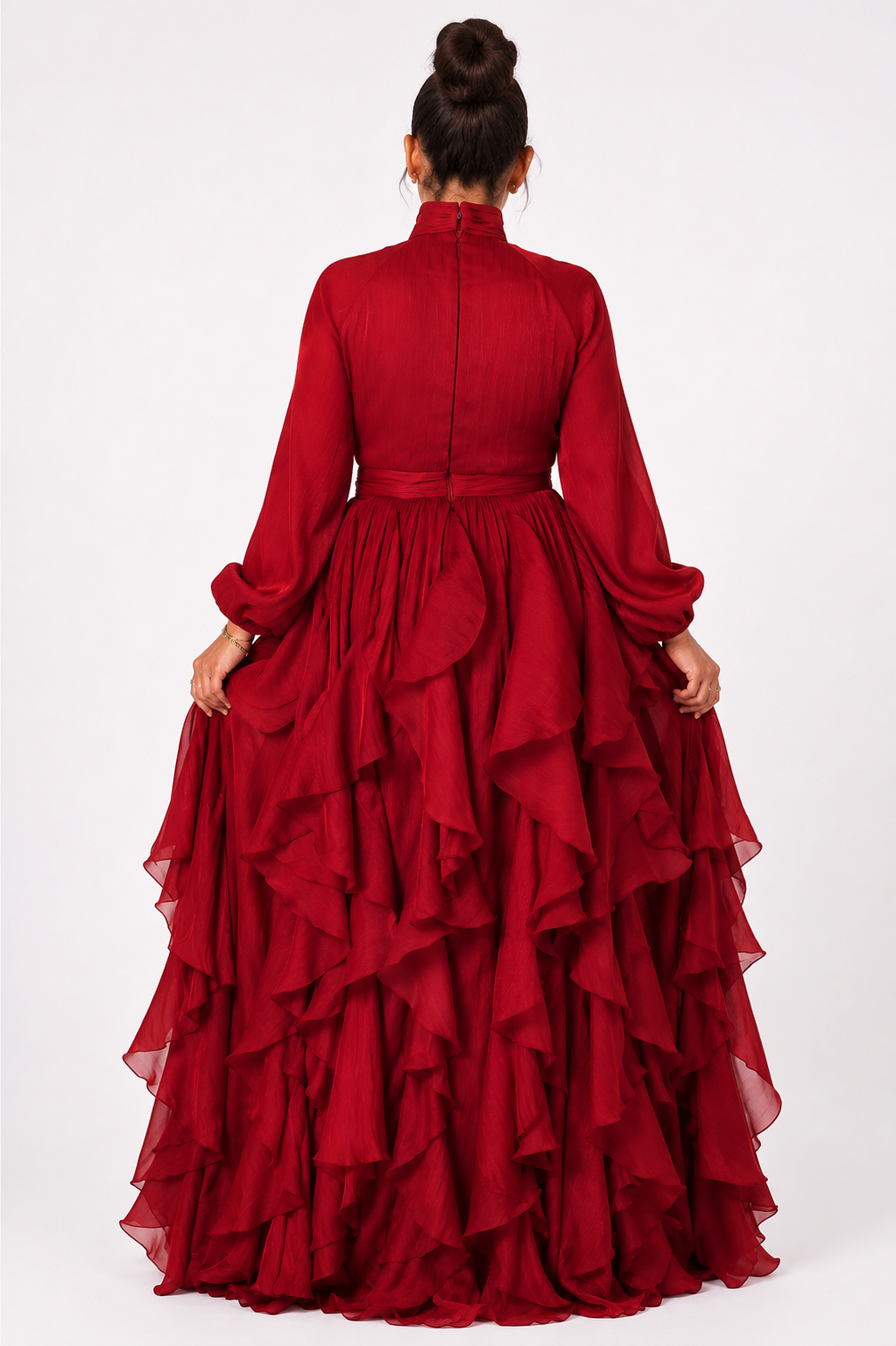 Crimson Cascade Dress