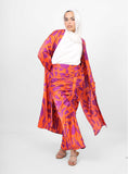 Silk ruched floral Skirt - orange
