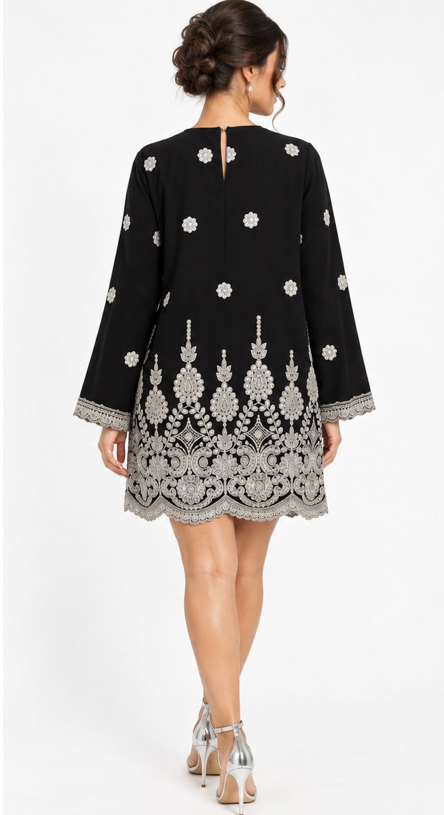 Black Tunic with embroidery - black