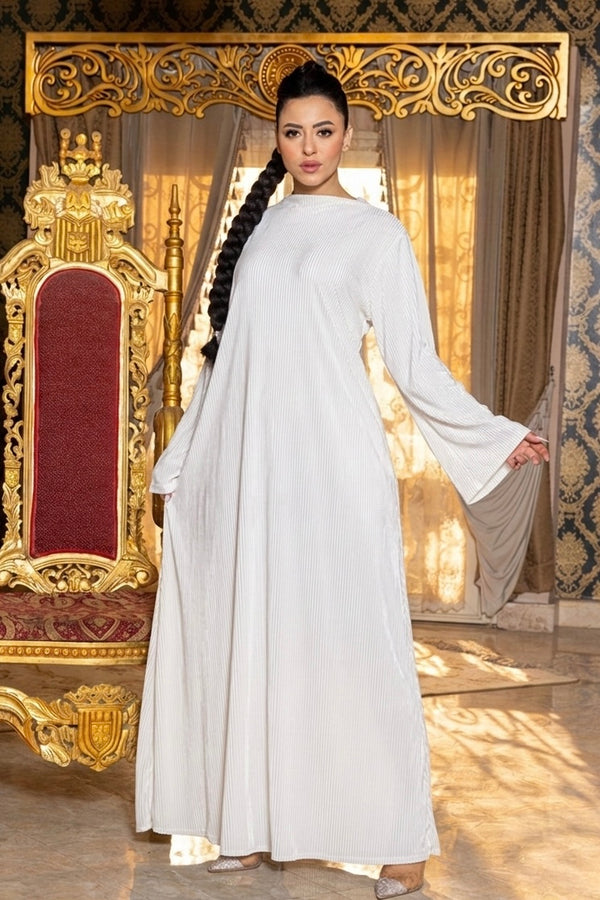 Serene White Pleated Dress