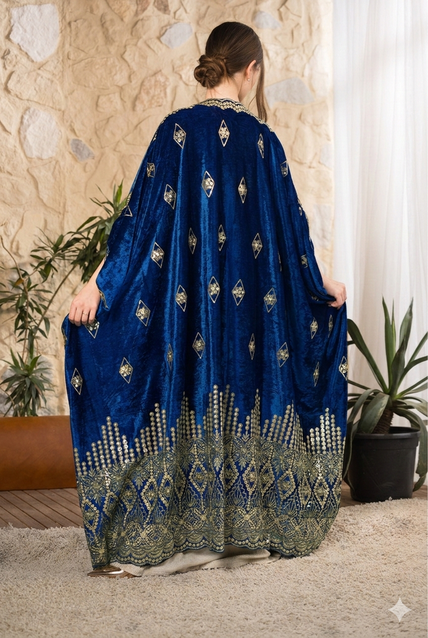 Royal Heritage Embroidered Velvet Abaya