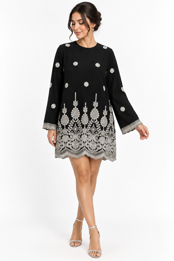 Black Tunic with embroidery - black