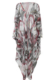 Burgundy tide tulle kimono