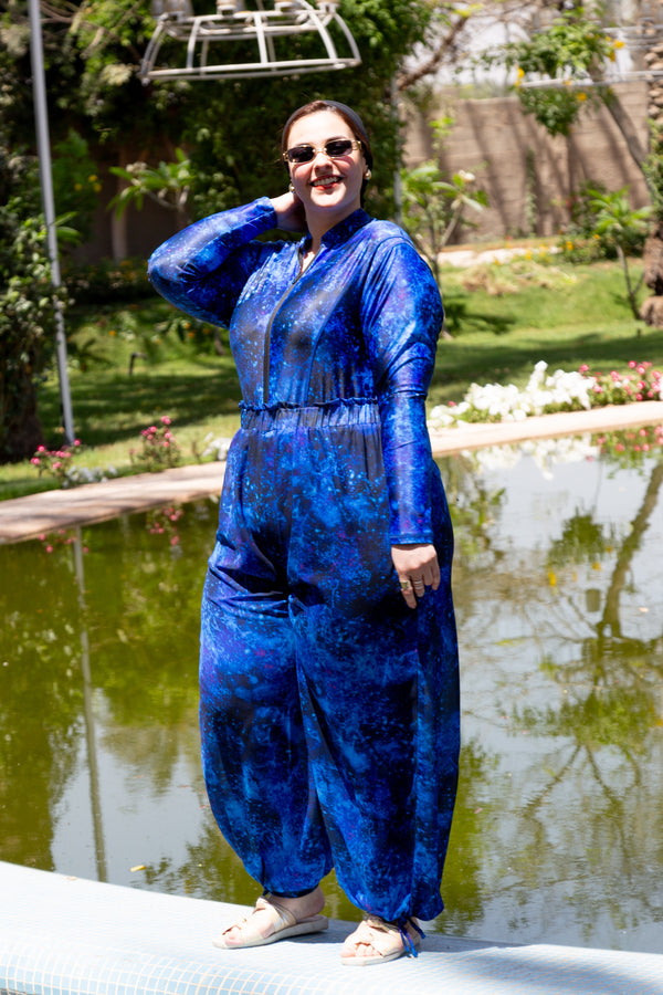 Galaxy Burkini set with cover up - Blue