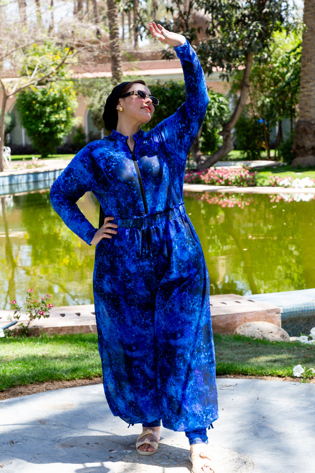 Galaxy Burkini set with cover up - Blue