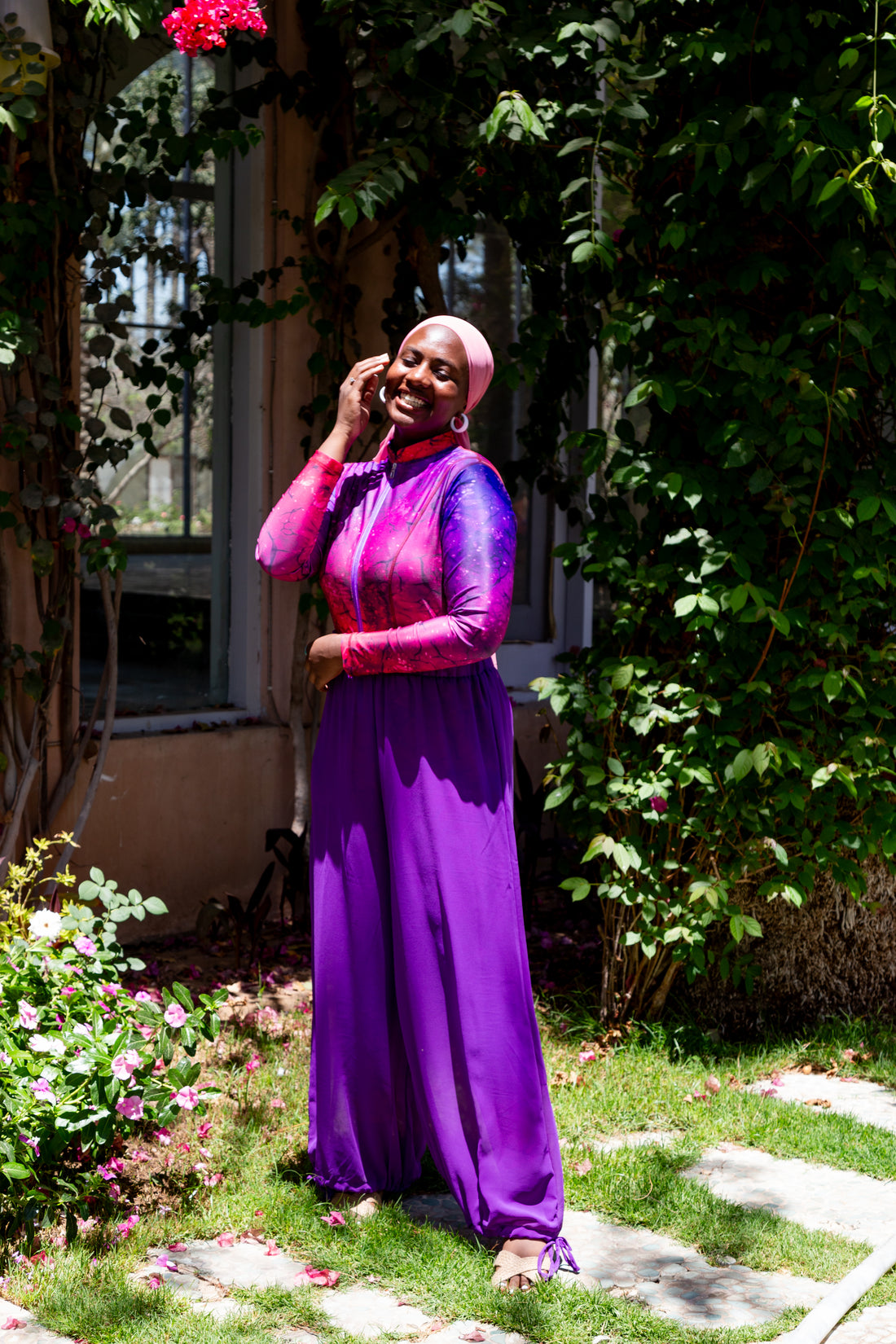 Pink thunder burkini set with cover up - Fuschia