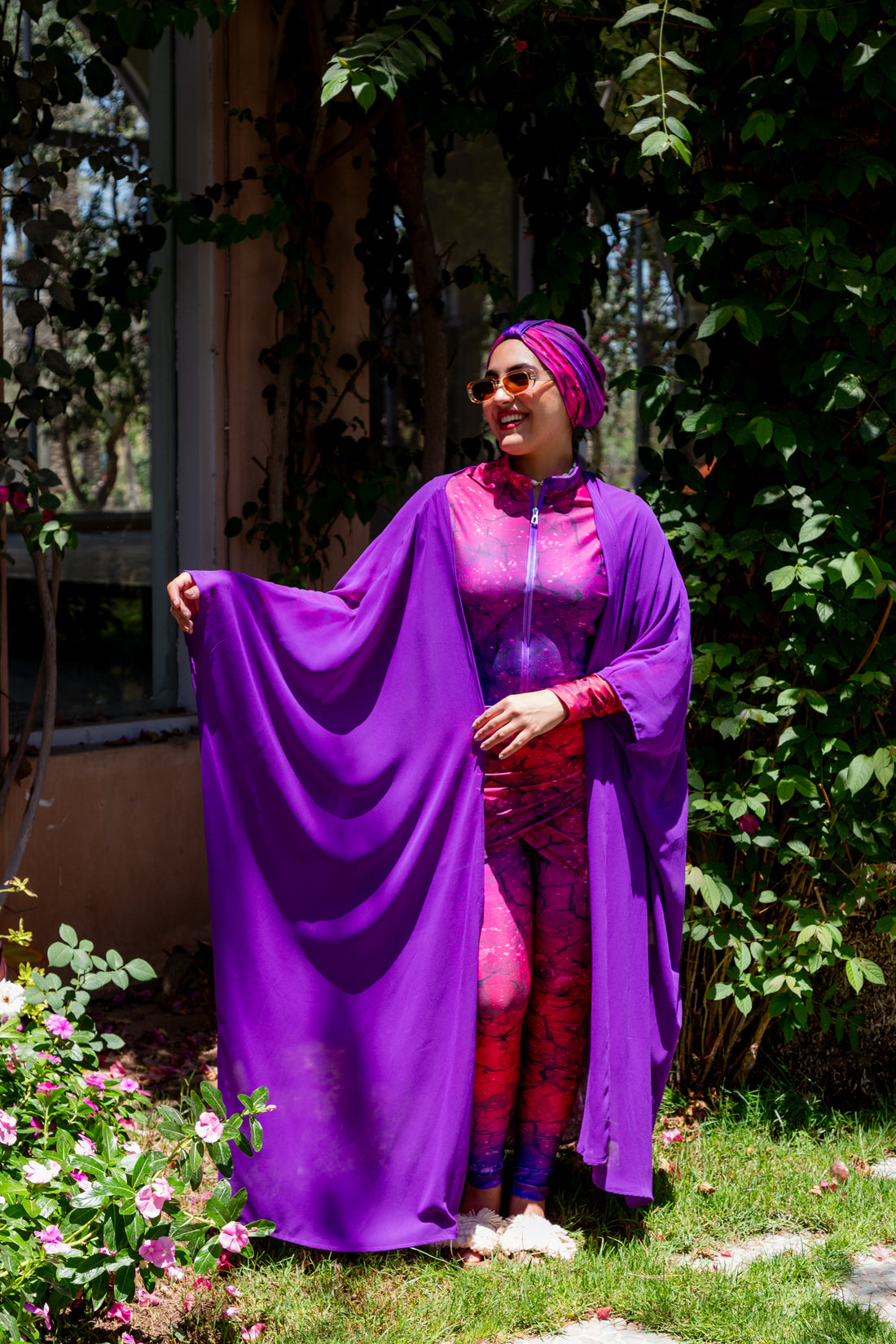 Blossom Chiffon Kimono- Purple