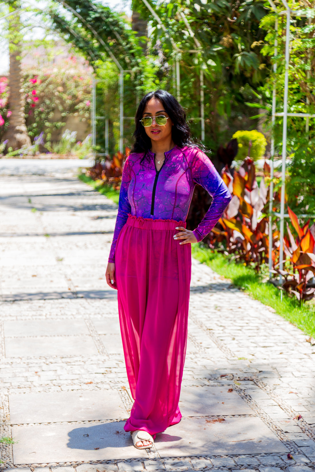 Cherry Chiffon pants - Fuschia