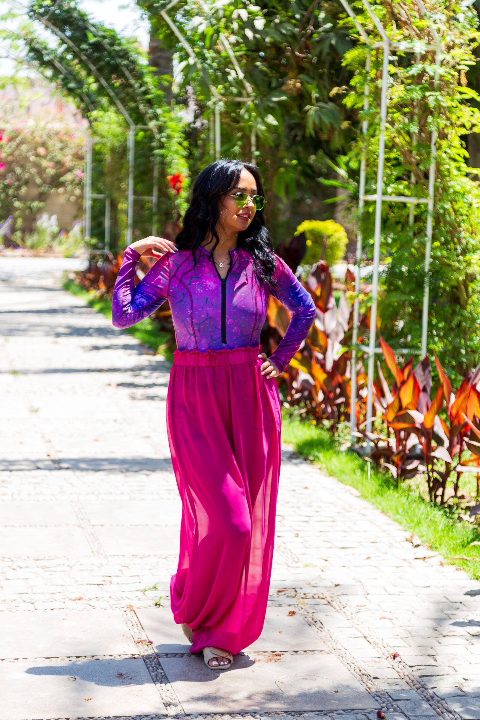 Cherry Chiffon pants - Fuschia