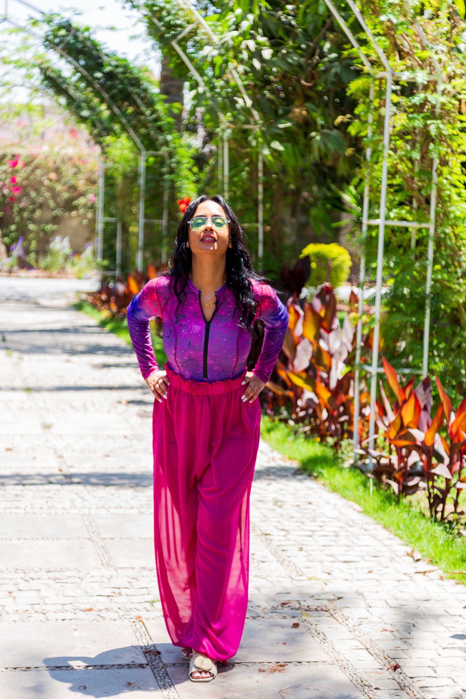 Cherry Chiffon pants - Fuschia