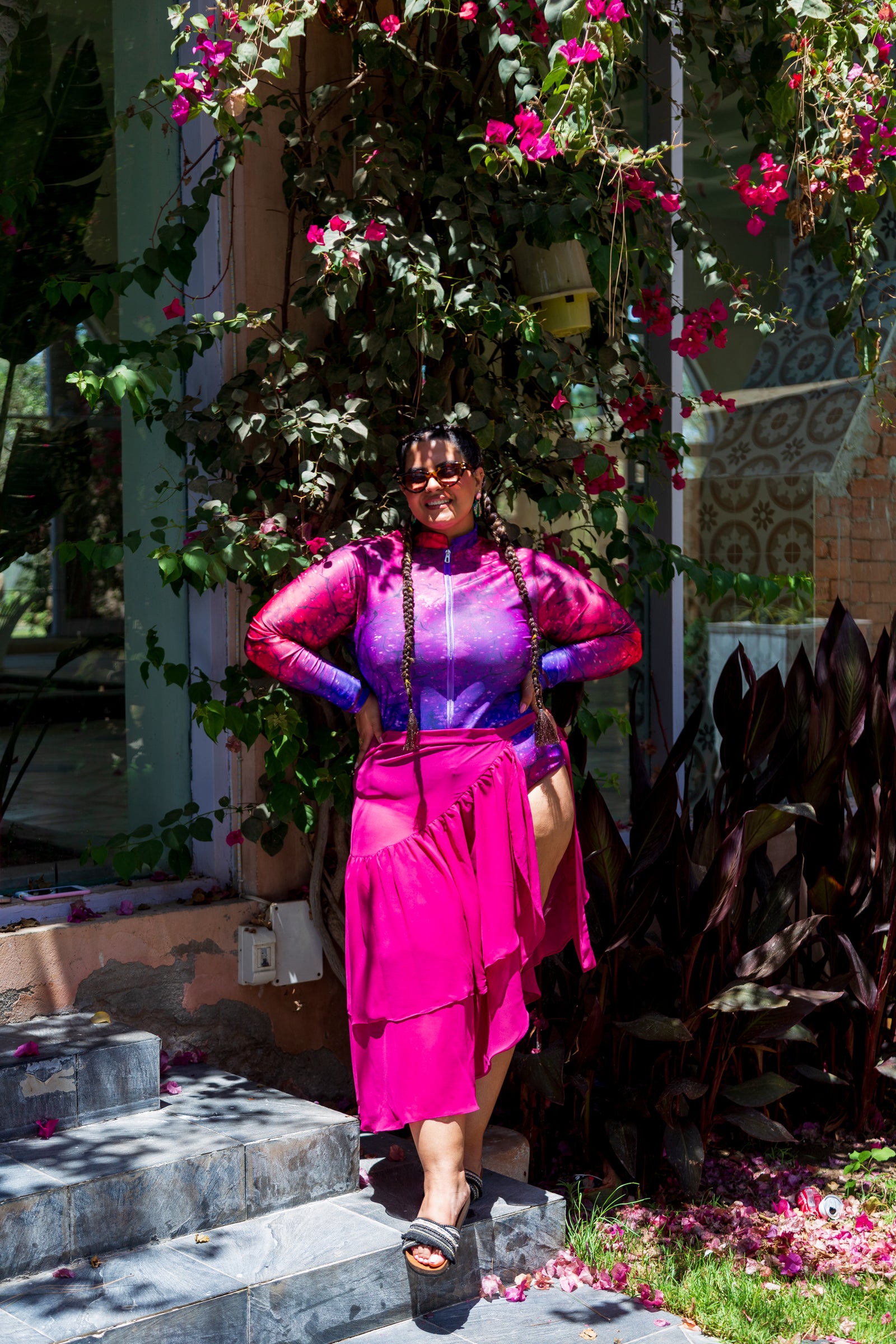 Cherry Chiffon wrap skirt - Fuschia