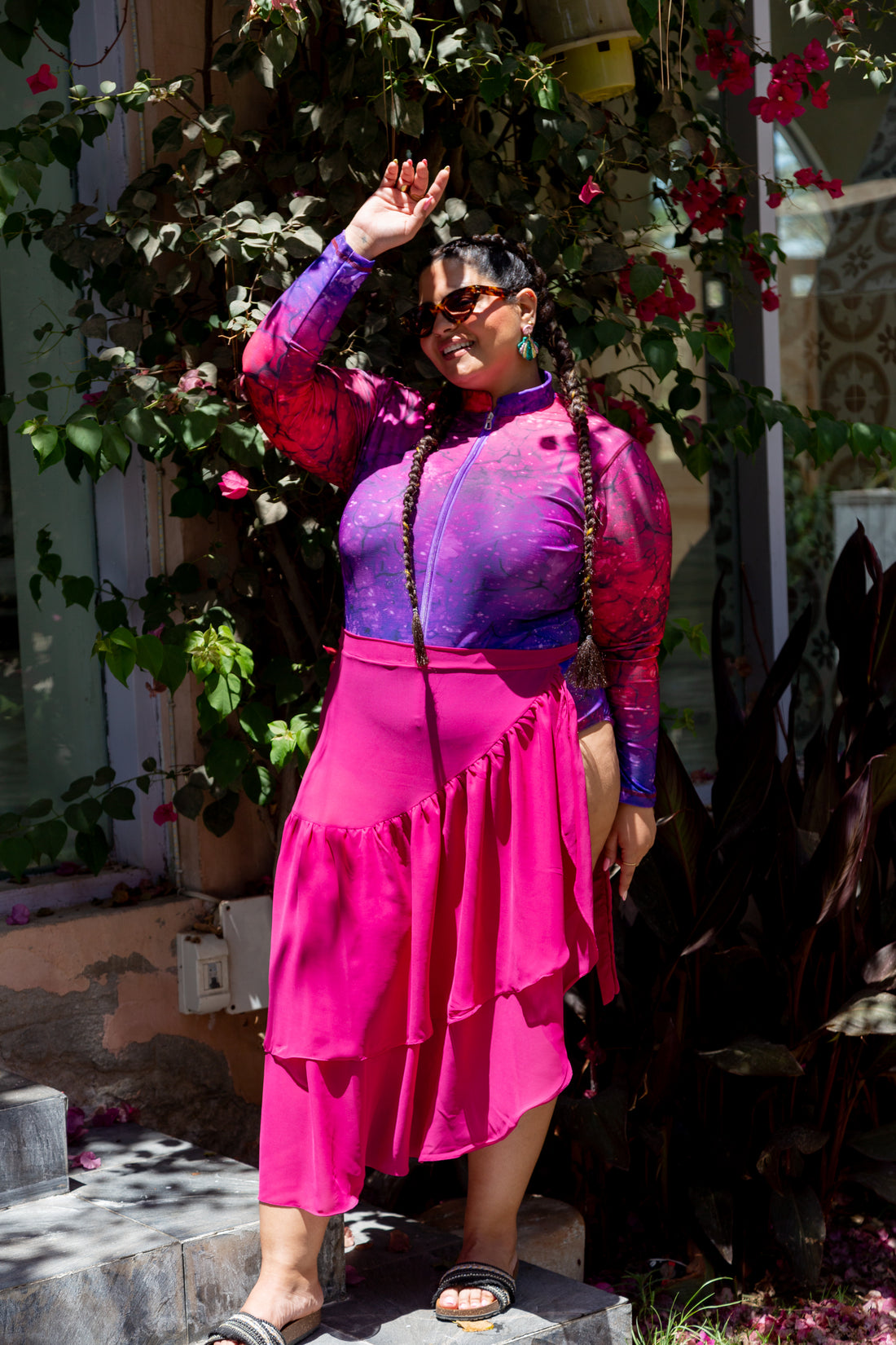 Cherry Chiffon wrap skirt - Fuschia
