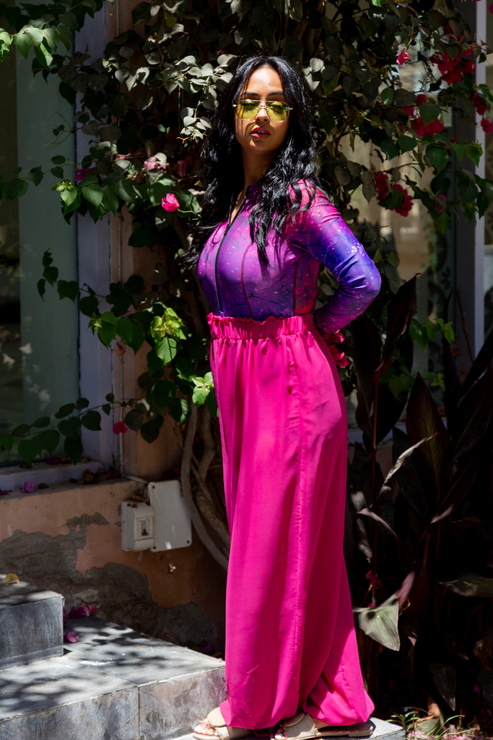 Cherry Chiffon pants - Fuschia