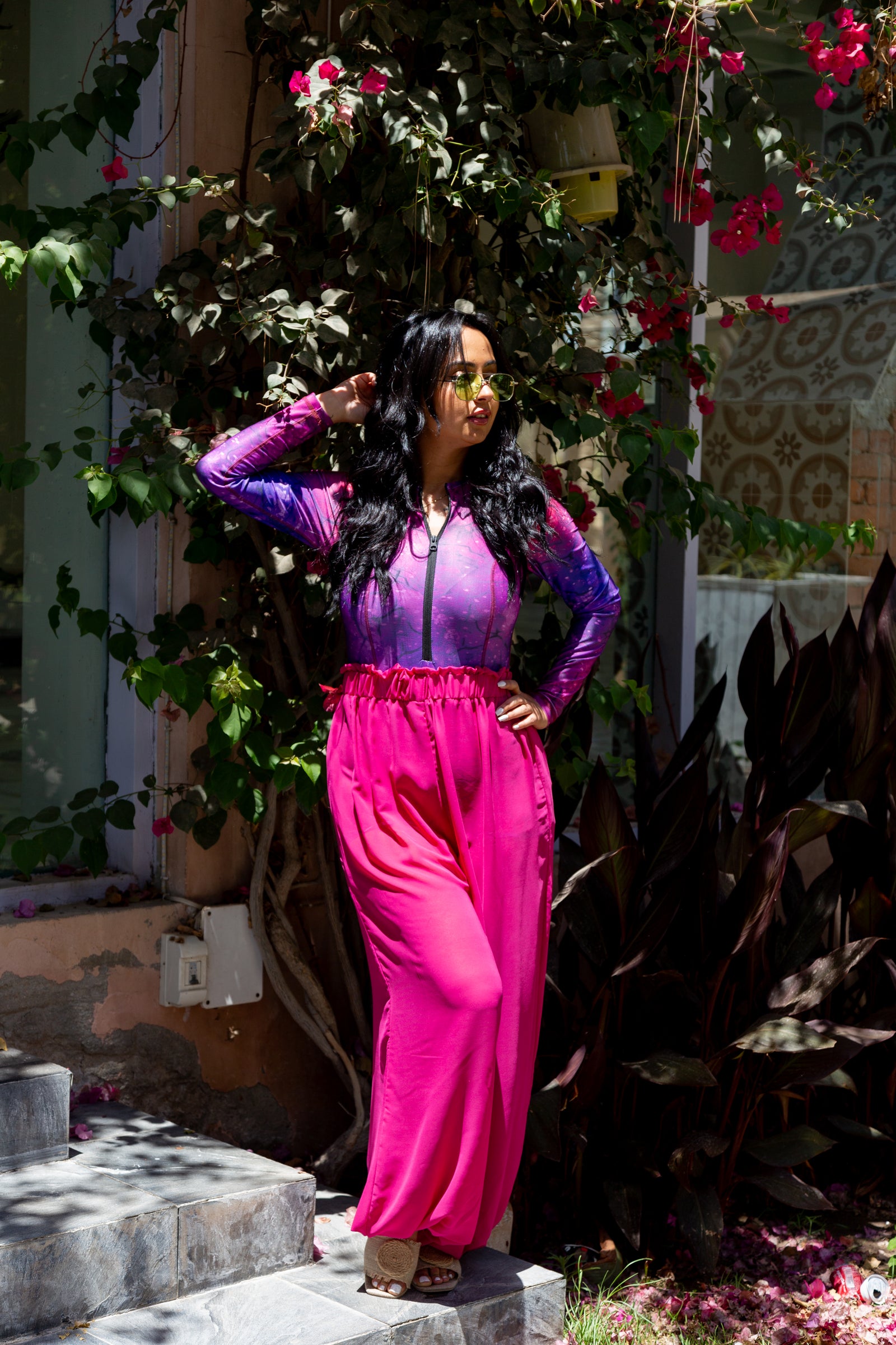 Cherry Chiffon pants - Fuschia