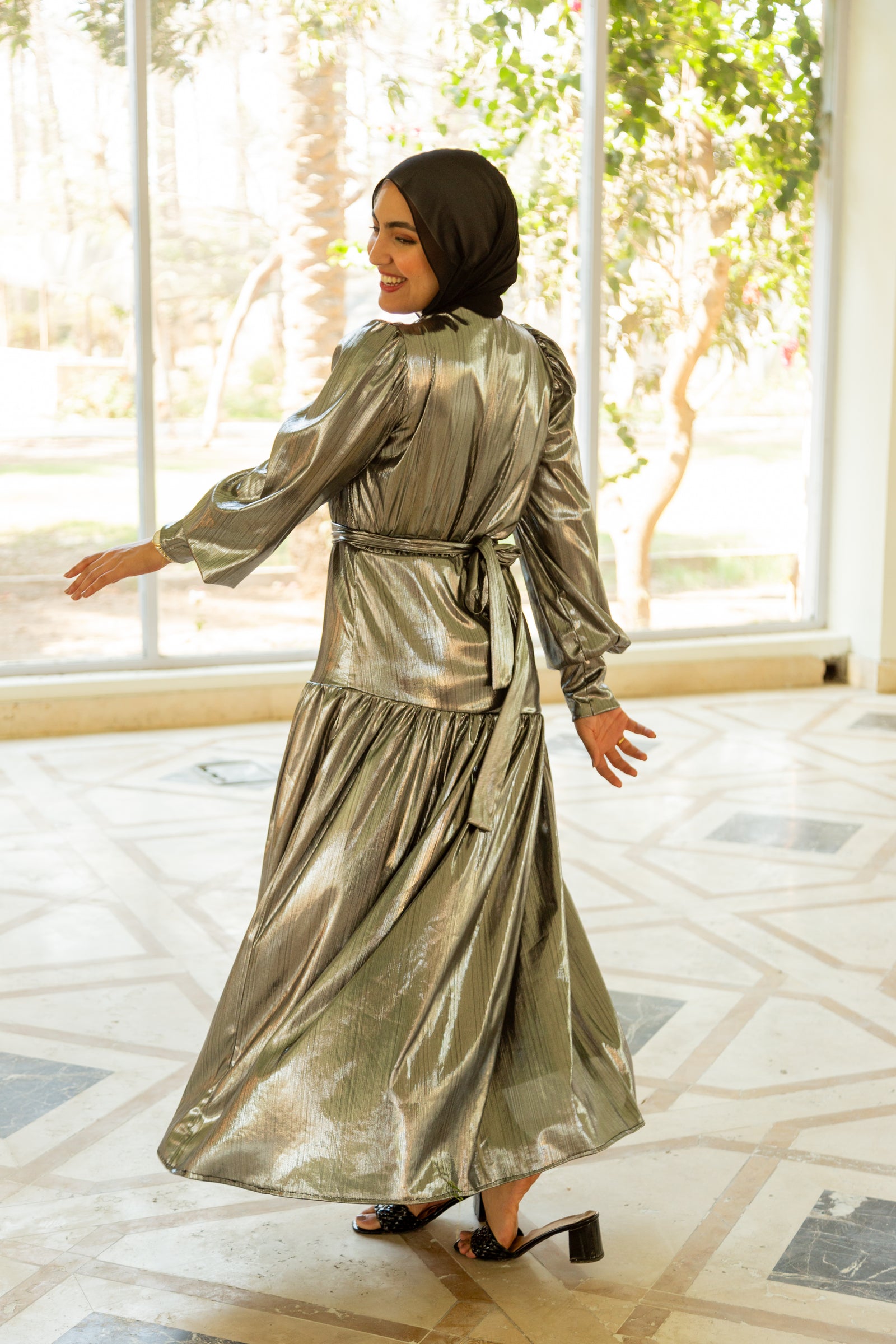 Midnight Maxi Disco Dress - Silver