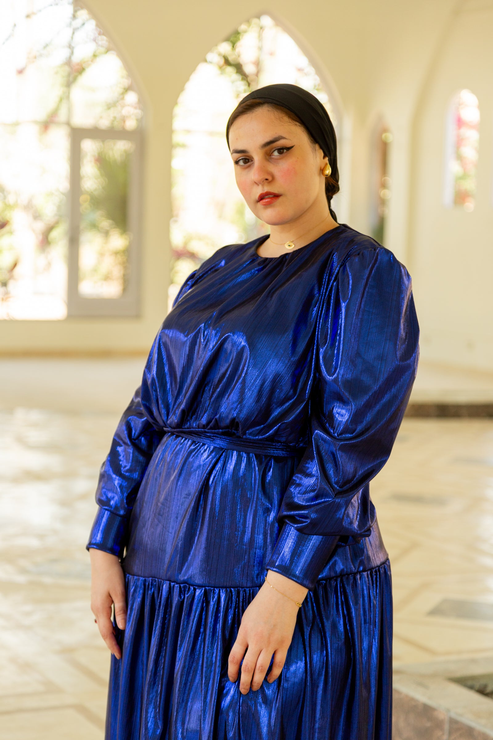 Midnight Maxi Disco Dress - Metallic Navy