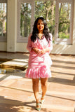 Ruffled Chiffon Dress - Pink