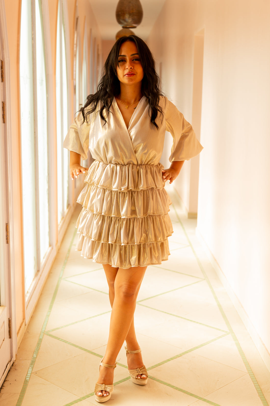 Disco Baby ruffled Dress - white
