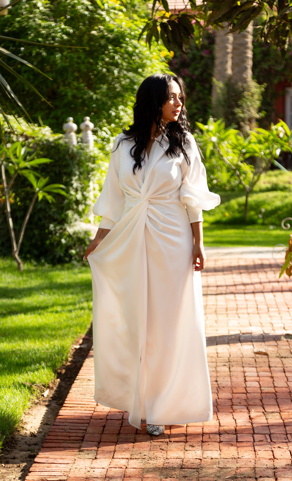 Front Twist Maxi Dress - White