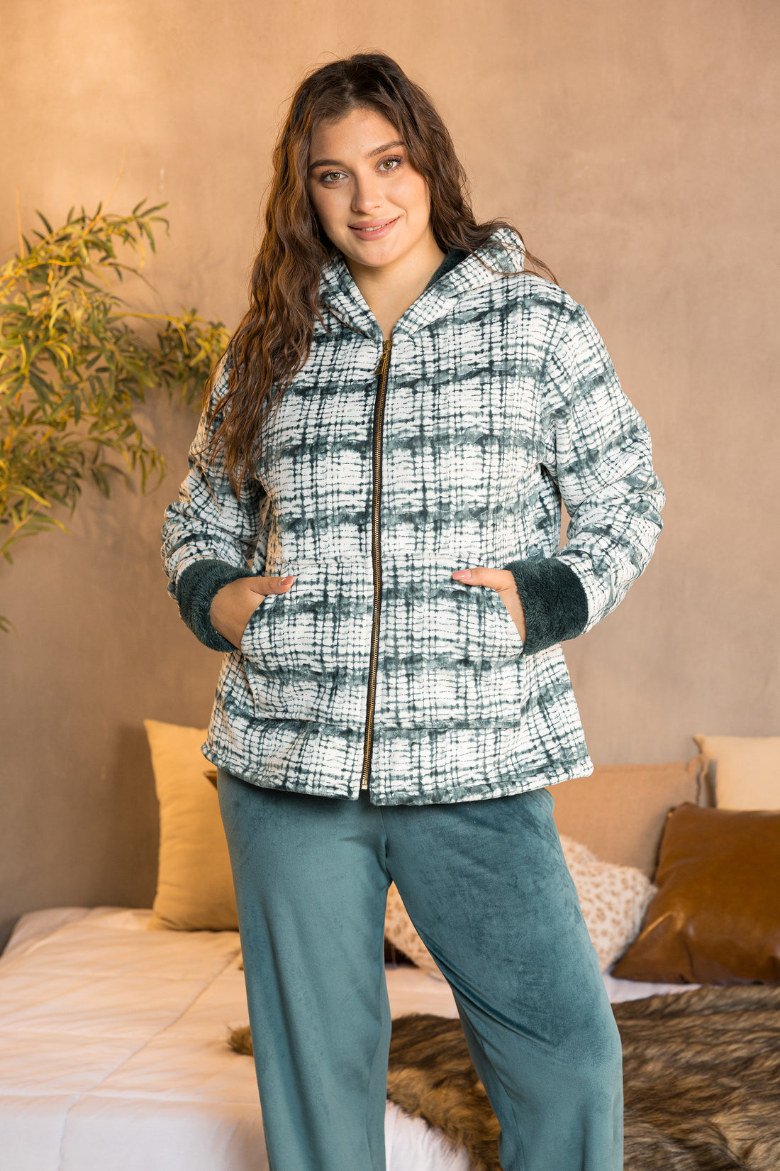 Teal Haven Zip-Up 3-Piece Set