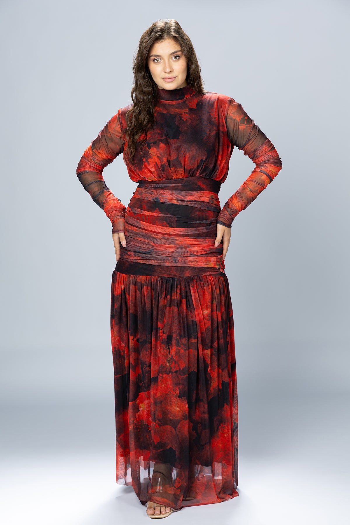 Bloom Ruched Tulle Maxi Dress
