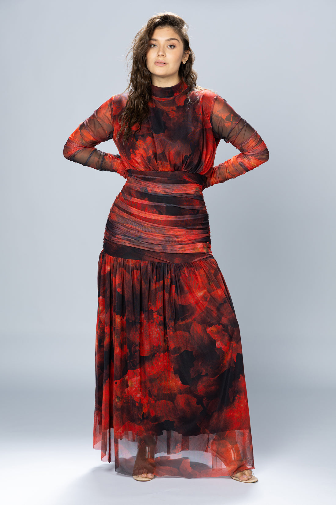Bloom Ruched Tulle Maxi Dress